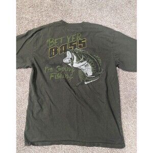 Bass Pro Shops T-Shirt Mens Large L "Bet Yer Bass I'm Going Fishing" Funny